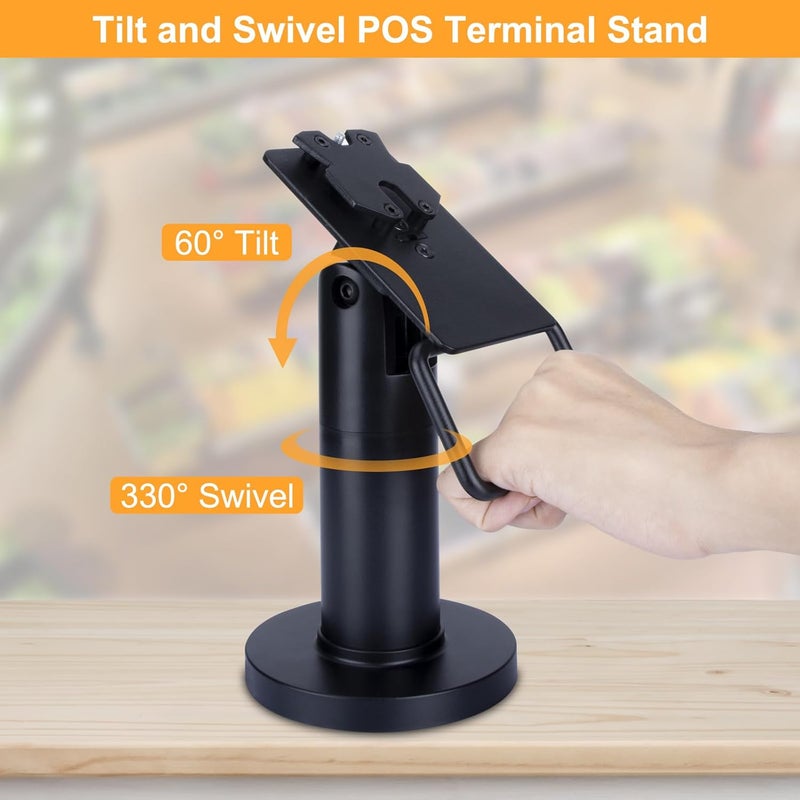 CRIZISTON POS Terminal Stand for Ingenico Lane/3000/3600/7000/8000, Point of Sale Square Card Reader Terminal Holder, Tilt & Swivel Metal POS Stand with Installation Tools, Screw-in & Adhesive, Black - Image 5